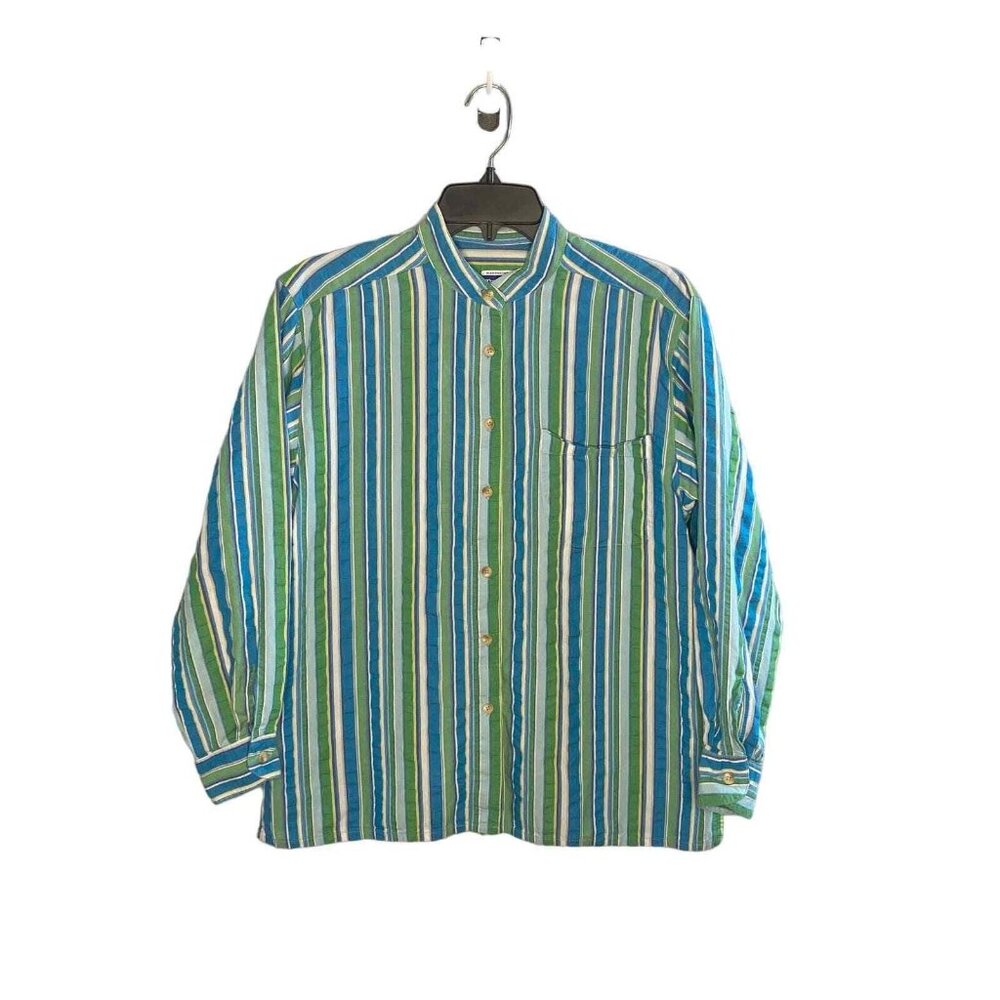 Vintage Pendleton Knockabouts women’s blue green striped button down size 10
